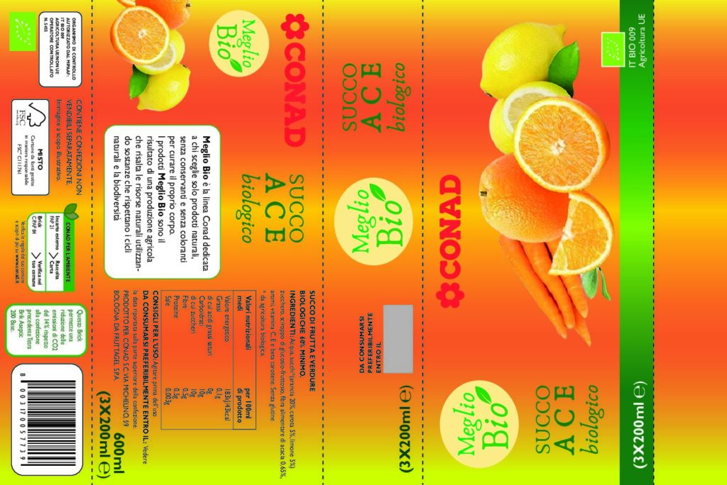 Grafica packaging fusto ACE 3 pezzi